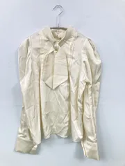 dazzlin ダズリン シャツ/ブラウス F アイボリー 無地 リボン ミドル丈 長袖 スタンドカラー ボウタイ襟 サテン