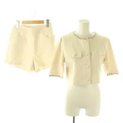 ダーリッチ Darich 24SS チェーンツイードショートジャケット 半袖 スカートセットアップ F M オフホワイト /HK ■OS