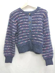 ◇ ViS ビス シャギーニット 長袖 カーディガン サイズＦ ネイビー系 マルチ レディース P  【1406180058555】