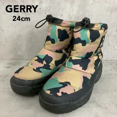 GERRY ジェリー スノーブーツ ショートブーツ カモ 24cm 撥水加工防滑 ソール軽量 ドローコード付き サイドロゴ デザイン ダウンブーツ ウィンターブーツ アウトドア 厚底きれいめ 大人コーデ プレゼント おしゃれ ★ ◆■