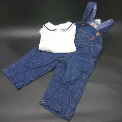 ◇ HOT BISCUITS MIKIHOUSE オーバーオール サイズ80 ブルー ホワイト 女の子 E  【1407020018005】