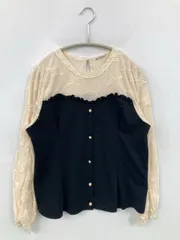 axes femme アクシーズファム Tシャツ/カットソー M その他 無地 レース 長袖 クルーネック(丸首)