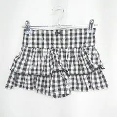 ◇ mezzo piano メゾピアノ ギンガムチェック ミニ丈 フレア スカート サイズ120 ブラック ホワイト 女の子 E  【1407180001145】