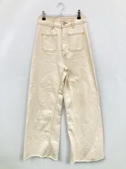 ZARA ザラ デニムパンツ USA 2 アイボリー フルレングス 無地 ワイド・ルーズ ストレート ハイウエスト