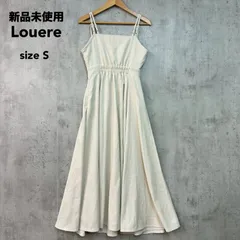 新品 未使用 Louere ルエレ アイボリー ハイウエスト 2way ティアード キャミワンピース ジャンパースカート ロング丈 フレア Ａライン ダブルストラップ スクエアネック Vネック シャーリング ゴム 無地 sizeS ★ ■◆