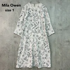 Mila Owen ミラオーウェン ホワイト 花柄 ボタニカル柄 ワンピース ロングワンピース マキシ Aライン クルーネック バックファスナー 七分袖 総柄 ポリエステル フェミニン カジュアル きれいめ 大人 09WF0231082 サイズ1 ★ ■◇