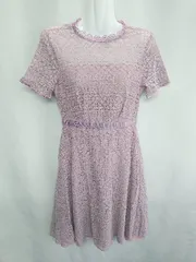 ◇ JILLSTUART ジル スチュアート レース 半袖 膝丈 ワンピース サイズS ラベンダー レディース E  【1407180058545】