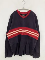 Abercrombie & Fitch アバクロンビーアンドフィッチ Tシャツ/カットソー L ネイビー ミドル丈 長袖 ライン柄 Vネック