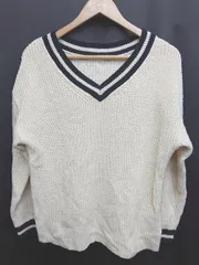 ◇ GU ジーユー Vネック 長袖 ニット セーター サイズM アイボリー レディース P  【1409090037900】