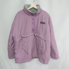 ◇ ⊇ JAVA ヴィンテージライク ハーフジップ 長袖 リバーシブルナイロンボアブルゾン サイズL パープル 男女兼用 E  【1409240042303】