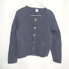 ◇ ⊇ PETIT BATEAU プチバトー キルティング生地 長袖 ノーカラージャケット サイズ140㎝ ネイビー 女の子 E  【1410100008872】