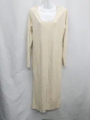 ◇ ⊇ earthy オーガニックコットン ベロア生地 長袖 ロング丈 ワンピース サイズS アイボリー レディース E  【1410100064083】