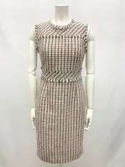 1217 ERUKEI エルケイ キャバクラ ドレス ミディ ツイード ノースリーブ フリンジ スリット キャバドレス F