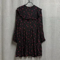 L/レディース ZARA ザラ レッド フラワー フリル ONE PIECE
