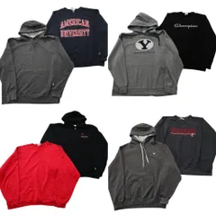 古着卸 まとめ売り チャンピオン Champion スウェット 8枚セット (メンズ 2XL ) ジップパーカー フーディー カレッジ風 中古 古着 NE3031