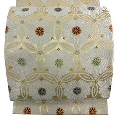 袋帯 名品 若松 菊 唐織 金糸 金色 六通 正絹 【中古】
