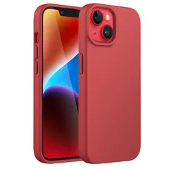 JETech iPhone 14 6.1インチ用 シリコンケース シルキーソフトタッチフルボディ保護ケース マイクロファイバーライニング付き耐衝撃カバー (レッド)