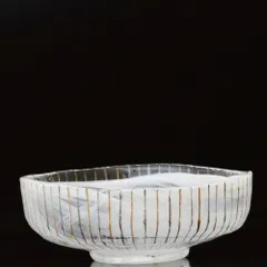 茶道具 抹茶茶碗 ガラス 馬盥茶碗 プラチナ金 トクサ 硝子茶��� 非耐熱 今岡都 作 [プラチナ金 トクサ]