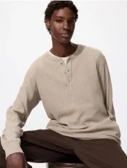 ユニクロ ワッフル XL ヘンリーネック Tシャツ