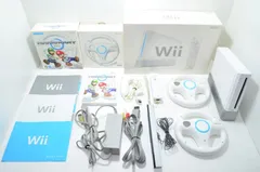 【送料無料】　任天堂 Nintendo Wii RVL-001 マリオカートWii ハンドル2個セット 本体一式 現状品