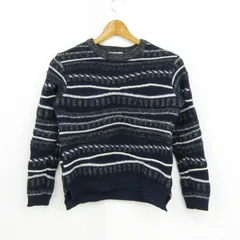 アンタイトル ニット セーター 長袖 ウール混 ブランド トップス 日本製 レディース 2サイズ ネイビー×グレー×ホワイト UNTITLED 【中古】