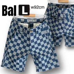 Bal バル★チェッカーデニムショートパンツ/ショーツ★シンチバック★日本製デニム★ブロックチェック★メンズL/w92cm    #2604A021のサムネイル