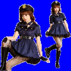 コスプレ レディース ポリス 紺 帽子 可愛い セクシー 仮装 ミニスカポリス 大きいサイズ 警察 衣装 ハロウィン 婦警 コスチューム 5点 セット [JUNDOMECY] イベント パーティー 文化祭