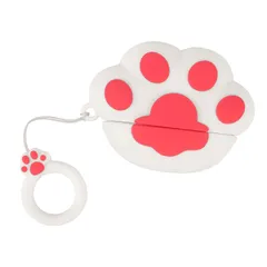 OwnestX AirPods Pro/Pro2 用ケース AirPods Pro 第1世代/第2世代 対応 可愛い ネコ 肉球デザイン シリコン製 分離式 全面保護 耐衝撃 おしゃれ 紛失防止 リングストラップ付き-ホワイト