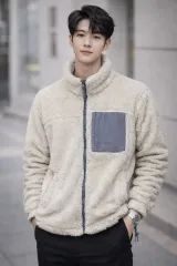 メンズ95サイズ スパオ フリース ジャケット M アイボリー