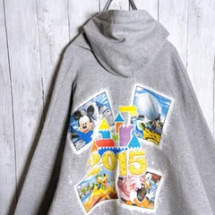 【まとめ購入大歓迎】Disney ディズニー グレー バックプリント フルジップパーカー スウェット トレーナー #a01