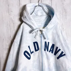 【まとめ購入大歓迎】オールドネイビー OLD NAVY ウォッシュブルー ブリーチ タイダイ スウェット フルジップパーカー XL #a12