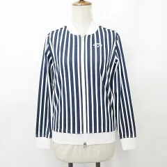 キャロウェイ CALLAWAY ゴルフ スポーツウエア ジャケット ブルゾン ジップアップ ストライプ 白 紺 ホワイト ネイビー M