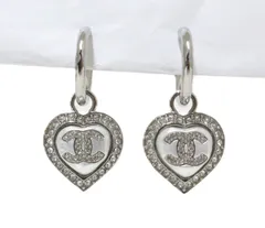 CHANEL/シャネル　ココマーク　ハート ピアス　ラインストーン　B23B　【中古】