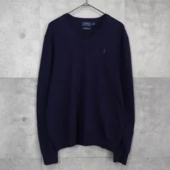 ポロ ラルフローレン スモールポニー メリノウール Vネック ニット ネイビー