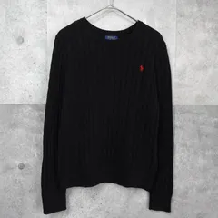 ポロ ラルフローレン スモールポニー ケーブル編み コットン ニット ブラック レディース キッズ