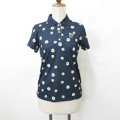 アンパスィ and per se ゴルフ スポーツウエア シャツ ポロシャツ 半袖 総柄 花柄 速乾 紺 黄 白 ネイビー イエロー ホワイト M