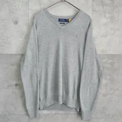 ポロ ラルフローレン スモールポニー Vネック ピマコットン ニット グレー
