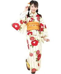 【送料無料】[ニシキ] 2WAY 浴衣 3点セット 綿100％ ワンピース セパレート 女の子 子供用 兵児帯 簡単着付け 花火大会 レトロ モダン 和柄 140/150 0056a9ce