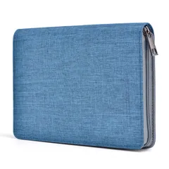 新品 万年筆ペンケース 12本大容量収納 ブルー 防水キャンバスペンホールダー、個々のスロットジッピング