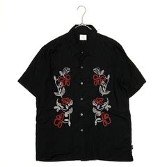 CRIMIE クライミー 薔薇刺繍 半袖シャツ 開襟 Mサイズ ブラック - メルカリ