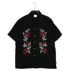 PS Paul Smith ピーエス ポールスミス 半袖シャツ 刺繍 花柄 フラワー コットン ブラック 黒 XLサイズ