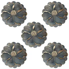 CAWKAY ランチョンマット グレーな牡丹型 花柄 北欧タイプ テーブルマット 滑り止め 防水 汚れ防止 耐熱 抗菌 食卓 装飾 おしゃれ (グレー（5枚セット）) [グレー（5枚セット）]