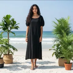 アダムエロペ  コットンマキシワンピース バックリボン