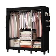 簡易ポータブル組立クローゼット 防湿・防塵・防カビの不織布クローゼット寮寝室服収納キャビネット多層収納整理キャビネット、簡易ワードローブ. (ブラック, 130cm 幅)t 4a8efc4e