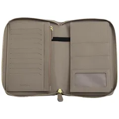 新品 [RafiCaro] 母子手帳ケース 大容量 【現役看護師が監修】 お薬手帳 カバー 本革 二人用 A6 B6 マチ付き 通院 ケース マルチケース 人気 保険証 通帳 パスポート グレージュ