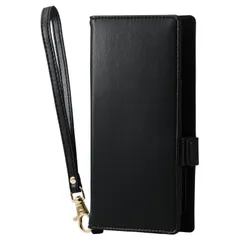 新品 エレコム スマホケース 汎用 マルチケース Lサイズ ソフトレザー 手帳型 マグネット開閉 スライド式 スタンド機能 4つのカードポケット ハンドストラップ付属 ブラック P-07PLFY4BK