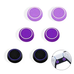 aninako PS5コントローラーに対応 PS4コントローラーに対応 Xboxコントローラーに対応 コントローラー カバー スティックカバー 6枚セット 親指スティックキャップ シリコン 保護 滑り止め (パープル)