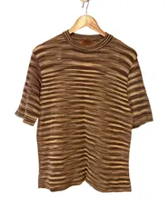  MISSONI ミッソーニ　Tシャツ　半袖　イタリア製　レディース　ストライプ　ブラウン　茶色　サイズ記載なし【ZY8】のサムネイル