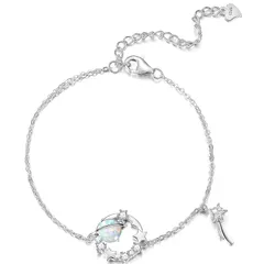 KIMIEVOL ブレスレット レディース オパール 10月 誕生石 スター 惑星 モチーフ シルバー アクセサリー ホワイトデー 誕生日 母 妻 彼女 へ クリスマス プレゼント ギフトラッピング付き 1