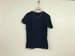 本物コムサメンCOMMECAMENコットンストレッチVネックニット半袖Tシャツメンズサーフアメカジミリタリーストリートスケーターワークビジネススーツモードスポーツゴルフ紺ネイビーL日本製